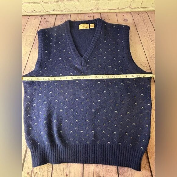 VINTAGE The Fox Collection Navy Flecked Academia Collegiate Business Wool Vest L - Picture 3 of 5
